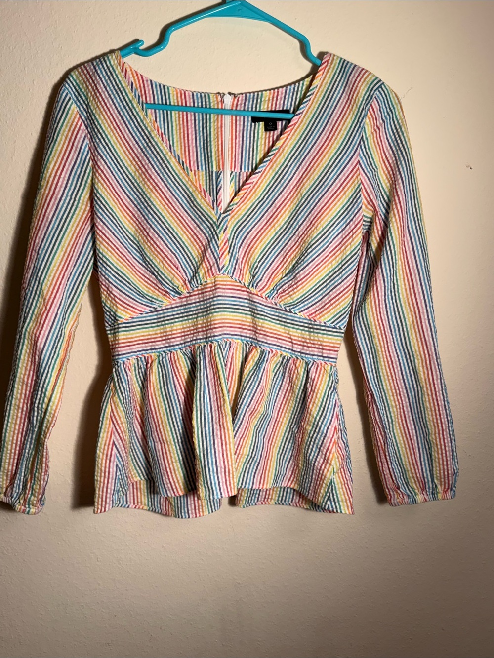 J. Crew Multicolor Striped V-Neck Peplum Tunic Cotton Size 0